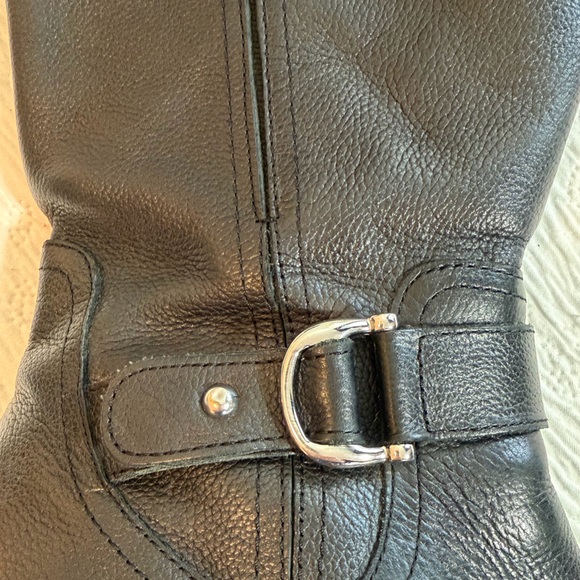 Naturalizer Wide Calf Riding Boots Black Leather size 8 chunky - Picture 4 of 15